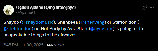 AjasheO's tweet photo. @ayrastarr, don't let the drums go to waste. Let a carribean singer-rapper jump on it s'ill vous plait. https://t.co/1hgdqCd314