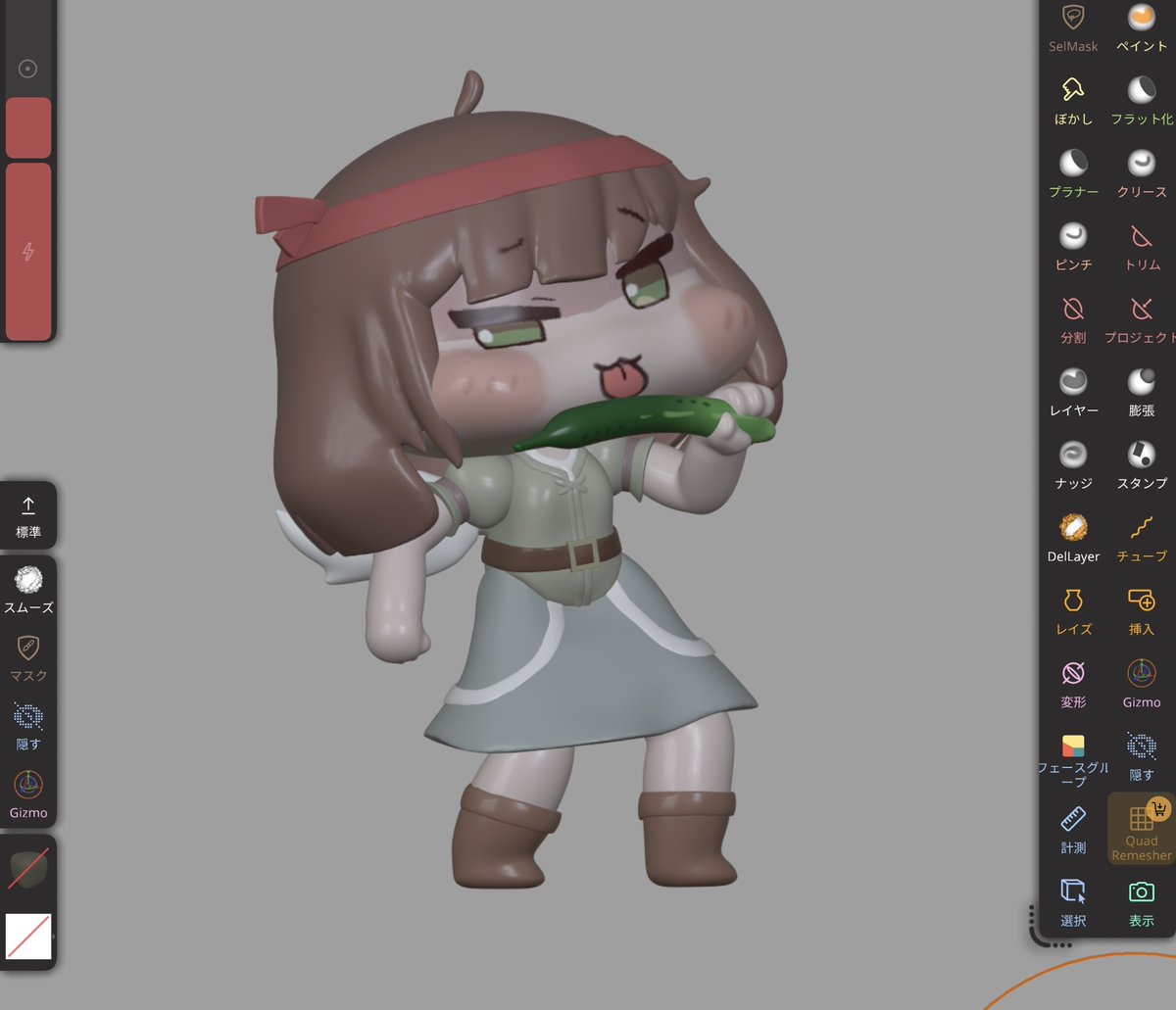 tida_sd's tweet photo. クイズの正解はキュウイでした🥒✨
このポーズが好きすぎて3Dで作ってみた！
#트릭컬 #トリッカル https://t.co/ziXJ72WaM1