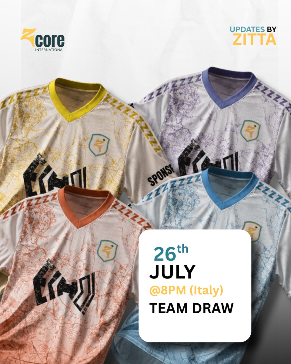 zcoreintl's tweet photo. Dear players, which team will you be on? 👀

Find out tonight. 🎽

🔗https://t.co/VfwSRlPLGv

#ZCOREInternational #Z26 #ZCORE #Teams #TeamDraw #Jersey #Naples2026 #CharityFootball #CommunityFootball https://t.co/n0clkcpBEE