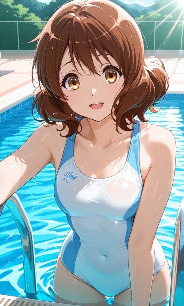 scoretokyo's tweet photo. ユーフォの久美子ちゃんが白いスクール水着で泳いだ！！ https://t.co/E23GchHUxx