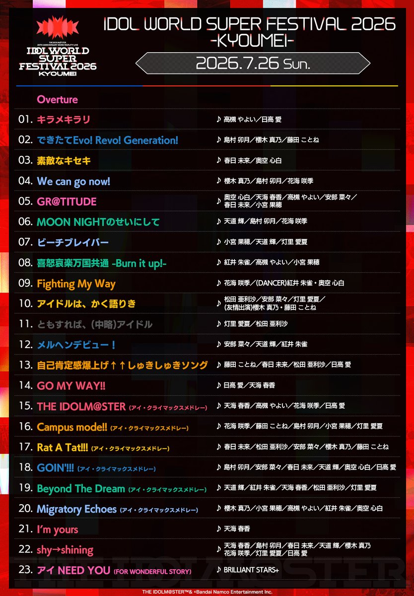 idolmaster_en's tweet photo. Thank you for joining us for IWSF weekend! 
Check out the Day 3 setlist!

#idolmaster #アイマスIWSF_DAY3 https://t.co/qtRuTTVK3z