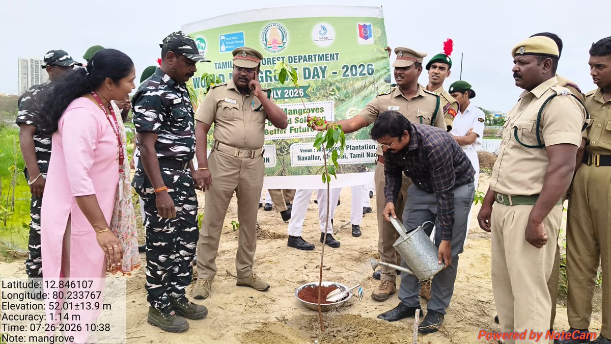 DirectorMission's tweet photo. World Mangrove Conservation Day was celebrated on 26 July 2026 at Buckingham Canal, Navalur, by Chennai Forest Division with NCC students of AMET College. Mangrove seedlings were planted to promote mangrove conservation.
#GreenTamilNaduMission #Mangroves #ClimateAction #TamilNadu https://t.co/Szb9Zp21CI