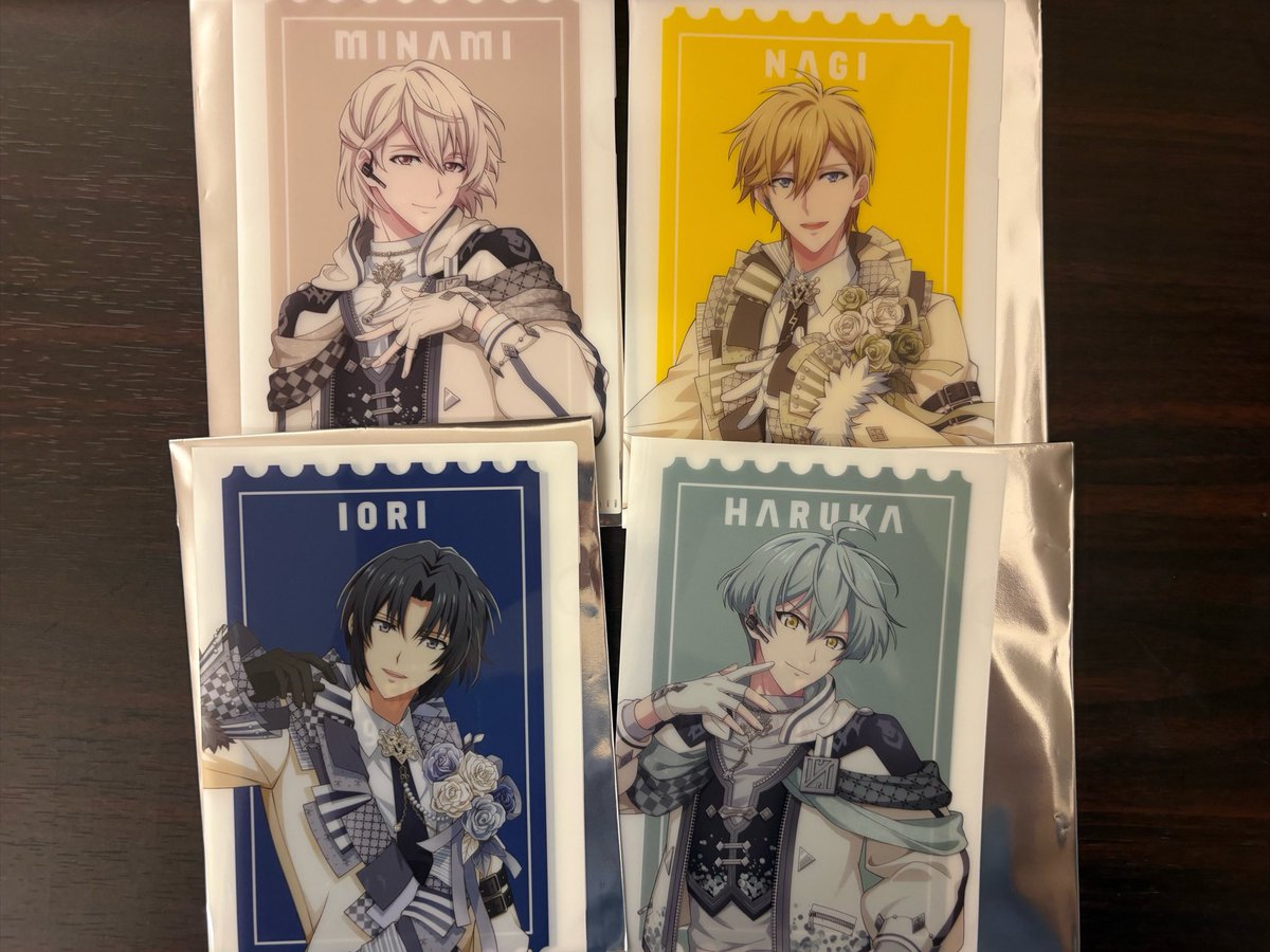 gaccuj57UyqBgvB's tweet photo. ４Ｊグッズ届いたー！
特典はこちらの方々！
巳波くん、ナギ殿下、はるちゃん
↔︎
陸くん、龍之介くん、楽、天

交換出来る方いらっしゃるかな？
21日夜、23日昼
福岡参戦予定です！

#4J
#4WJ https://t.co/fnMmL2adPS