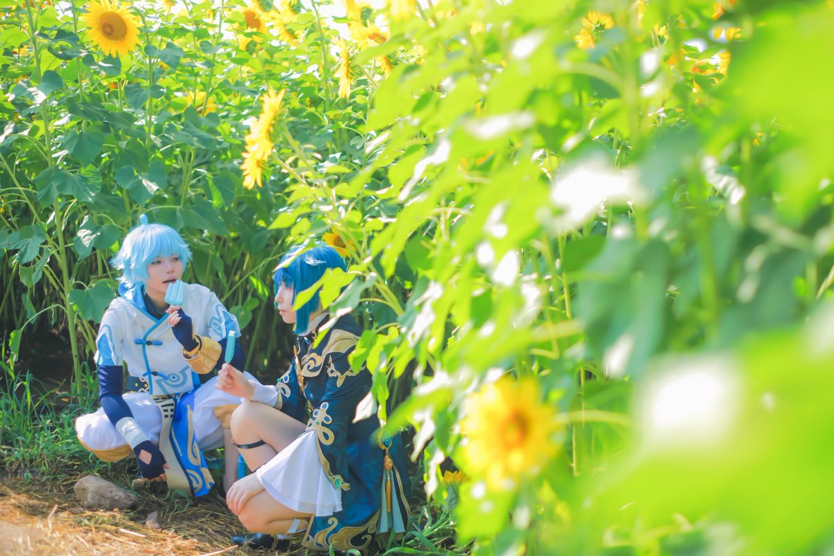 msr_tamago's tweet photo. コスプレ／Cosplay
原神／Genshin Impact
重雲／Chongyun(@sora72genshin)
行秋／Xingqiu

夏、ひまわり、アイス

撮影 梅原さん(@PhotoUme3)

2023.08.20 https://t.co/nlx4P2m0Lr