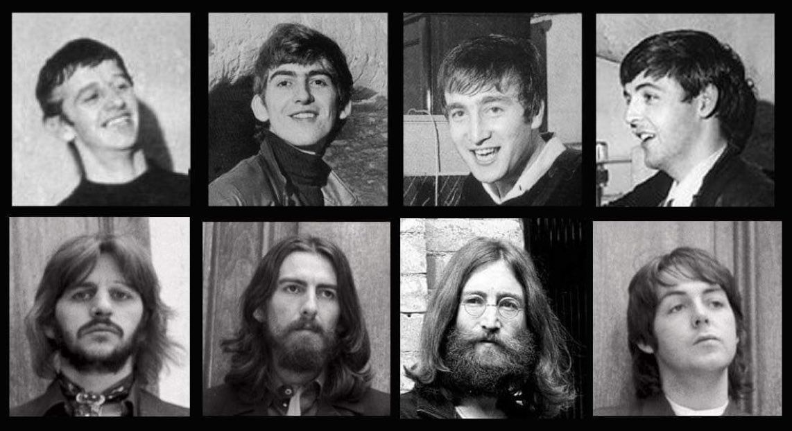 BeatlesEarth's tweet photo. The Beatles first and last photoshoot: 7 years apart (1962 - 1969) https://t.co/MtcQ5UOSKc