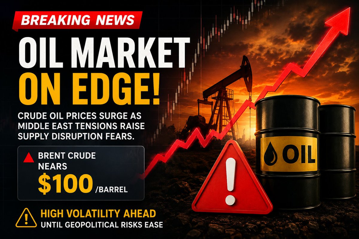 MatthewWad3527's tweet photo. 🚨 BREAKING: Oil prices are surging as Middle East tensions raise fresh supply concerns. Markets remain highly volatile, with traders closely watching the next move.

#Oil #BrentCrude #BreakingNews https://t.co/ZfpKVshq8O