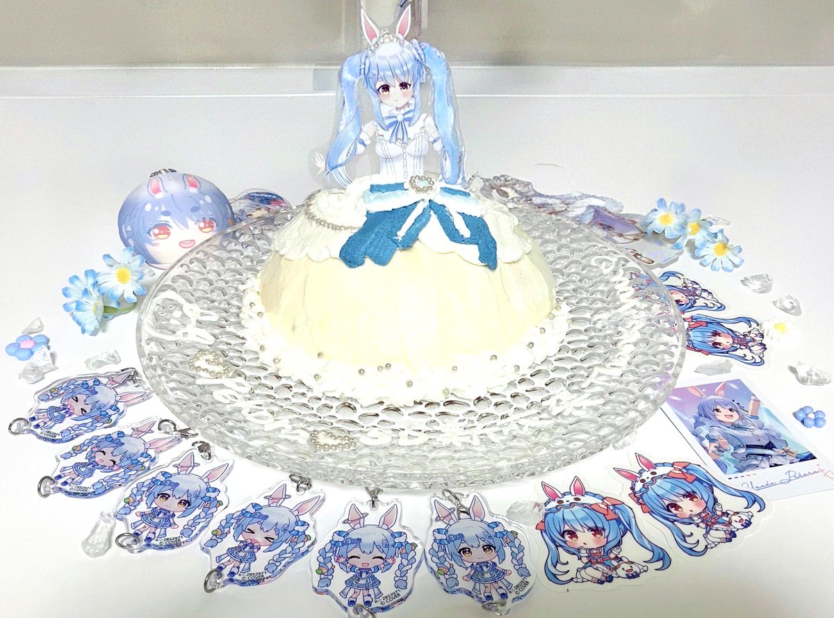 momoo3538's tweet photo. 3D新衣装おめでとう＆ありがとうꕀ♡
初めてドレスケーキ作ってみたよ💘
水色×白×フリフリは最強✊🏻🩵
可愛い衣装をありがとう！またライブとかでみたいなᰔᩚ
❥»#ぺこちゃんみて 
❥»#兎田ぺこら https://t.co/GqgNNFaAoW