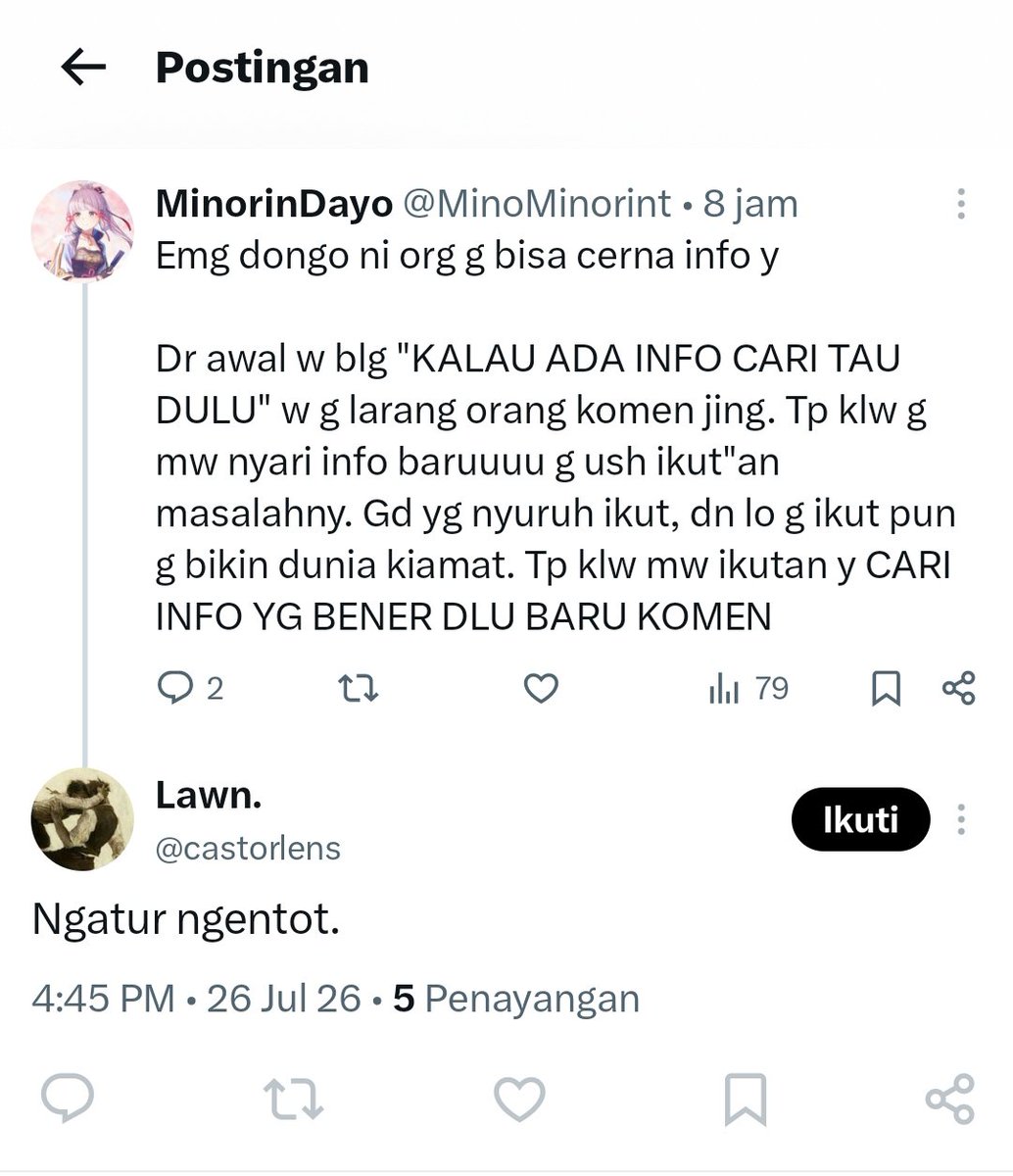 MinoMinorint's tweet photo. 1. Kalah y ngatain ngentot https://t.co/zFKYNeaxow
