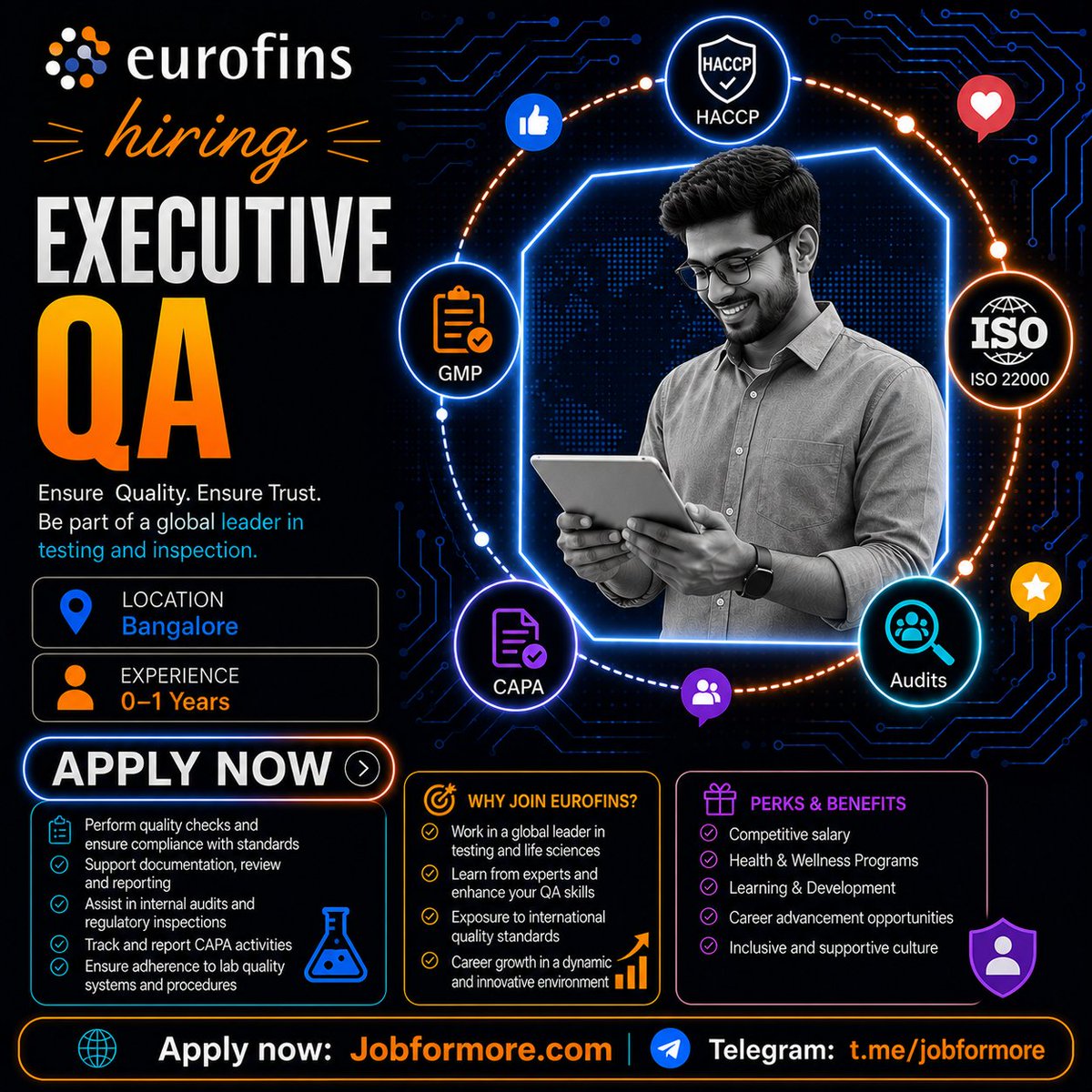 jobformore's tweet photo. 🚀 Executive QA @ Eurofins
📍 Bangalore | 0-1 Years
🎓 BTech / MTech / BSc / MSc
💻 HACCP, GMP, ISO 22000, CAPA, Audits
#Jobformore #Eurofins #ExecutiveQA #BangaloreJobs #QAJobs
Apply: https://t.co/q4VAIaqwGG https://t.co/Mbr72Qsydq
