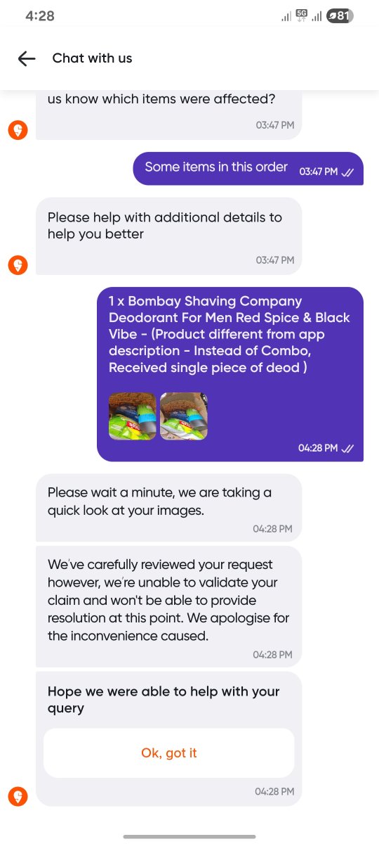 SabhayaMM's tweet photo. @instamart_it If we have a complaint regarding missing item in order, where should we ...???

Ordered &amp; Paid for Combo pack of Bombay Shaving deodorant &amp; received only single piece. 

Resolve asap https://t.co/D0GGFMz7QH