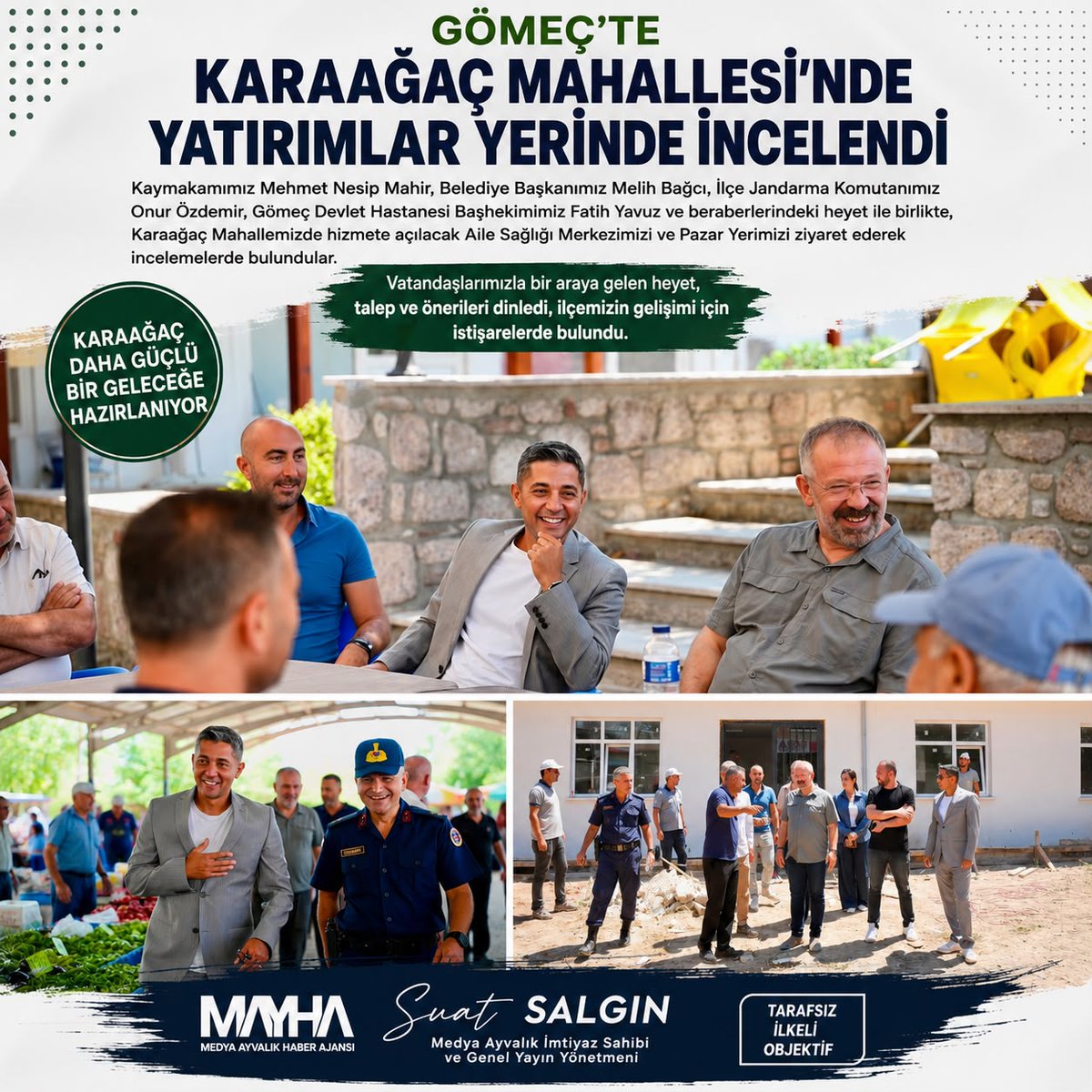 suatsalgin's tweet photo. -GÖMEÇ’TE KARAAĞAÇ MAHALLESİ’NDE YATIRIMLAR YERİNDE İNCELENDİ

(MAYHA) – Gömeç protokolü, Karaağaç Mahallesi’nde yapımı tamamlanma aşamasına gelen Aile Sağlığı Merkezi ile hizmete açılacak Pazar Yeri’nde incelemelerde bulunarak vatandaşlarla bir araya geldi.
#MAYHA #gömeç https://t.co/Szssj0ACoz