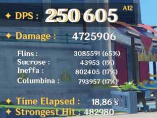 JunnShao's tweet photo. c1 bina is lifting my flins' premium by almost 40k dps? girl chill 😭 https://t.co/w88LATabVO