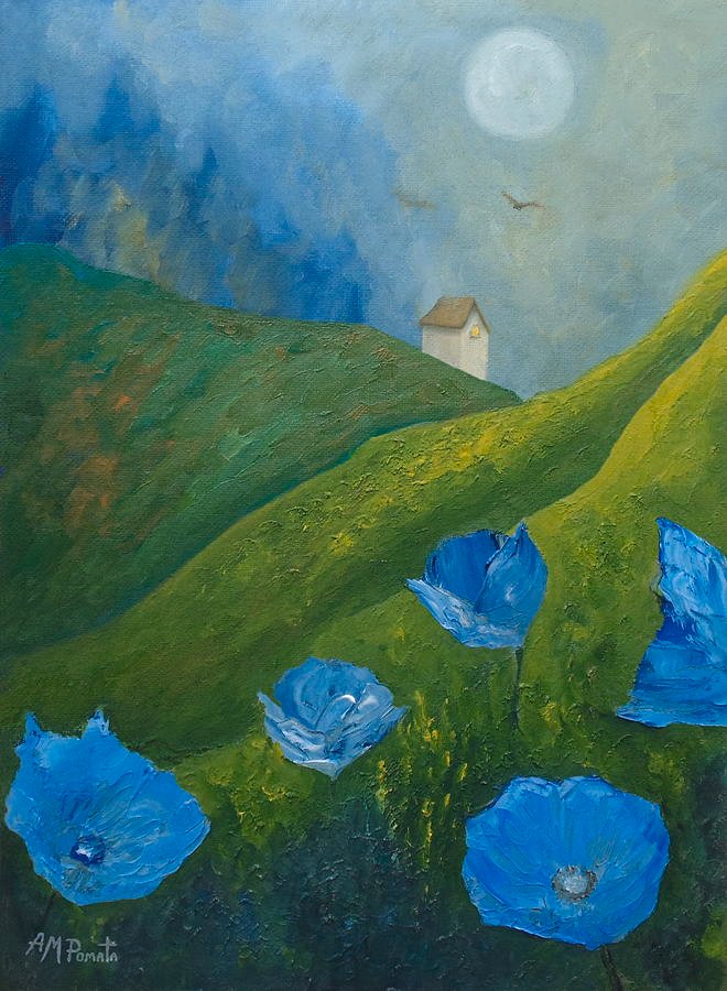 ampomata's tweet photo. This is my painting, "Blue In The Fields". https://t.co/z0cvsH1flW