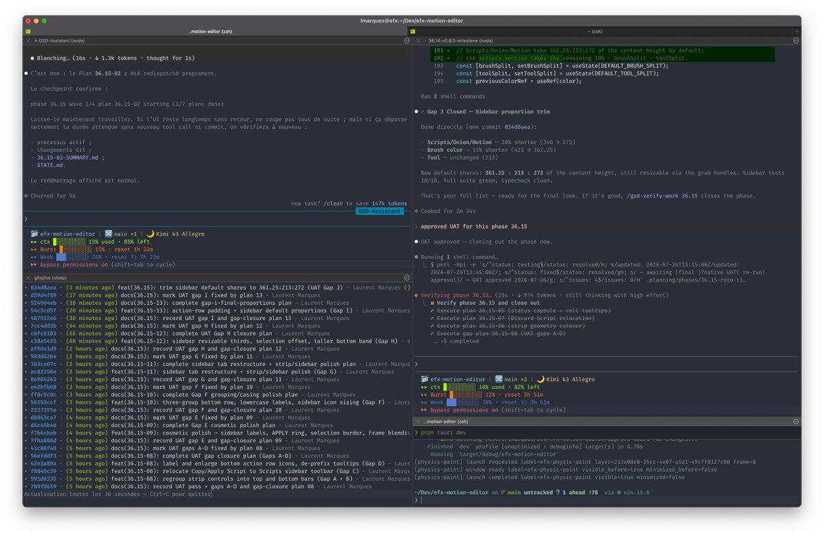 electroheadfx's tweet photo. My efx-motion editor arrive soon with new physical paint module, a nice update coming, finishing with Kimi K3 + Claude code + @opengsd core ! https://t.co/zSSjn9wyrN