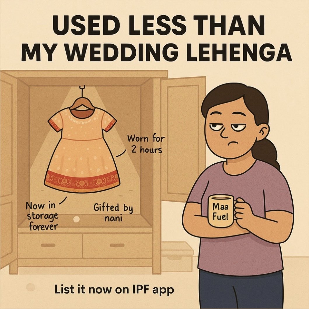 ipfapp's tweet photo. 2 hours of wear. 2 years of storage. 0 rupees earned.

Every parent’s cupboard has this dress. List it on @ipfapp

#parenting #babygear https://t.co/o2chtBIu7f