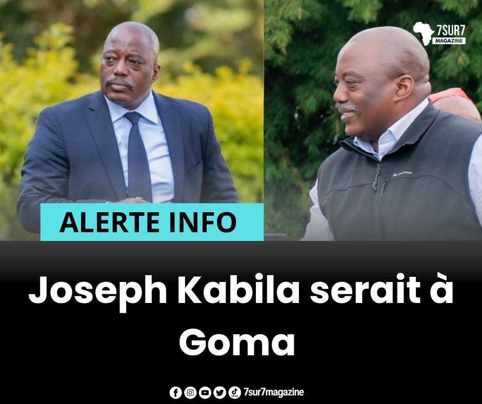 7sur7magazine's tweet photo. Joseph #Kabila serait actuellement à Goma. Le sénateur à vie se trouverait précisément à #Buhimba… https://t.co/Qrq5bj5kqA