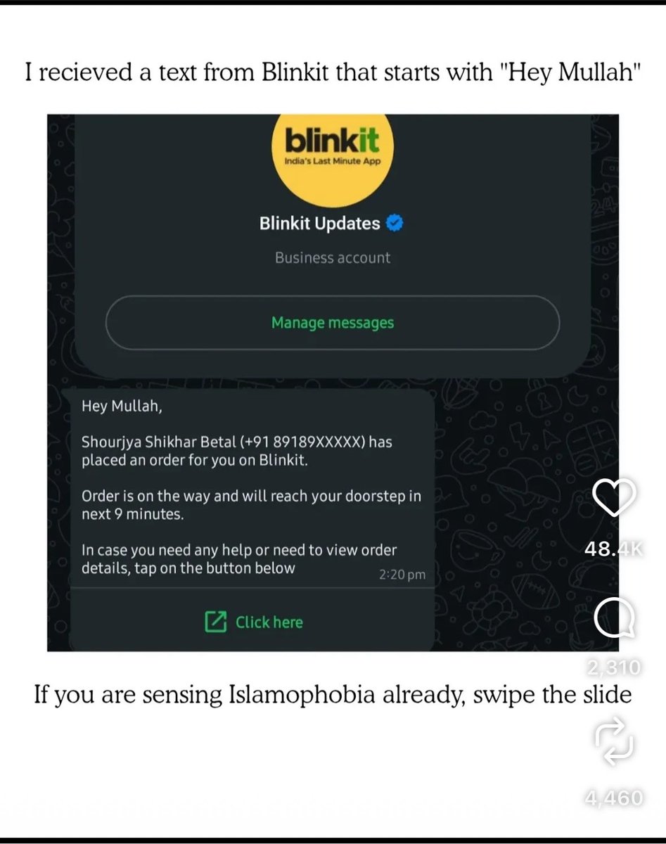 KantInEastt's tweet photo. A Muslim guy named Shahjahan, member of AISA, was at a protest in Kolkata and then he receives an order from Blinkit saying, “Hey Mullah, here’s your Pork” https://t.co/oMZyLmSTRC