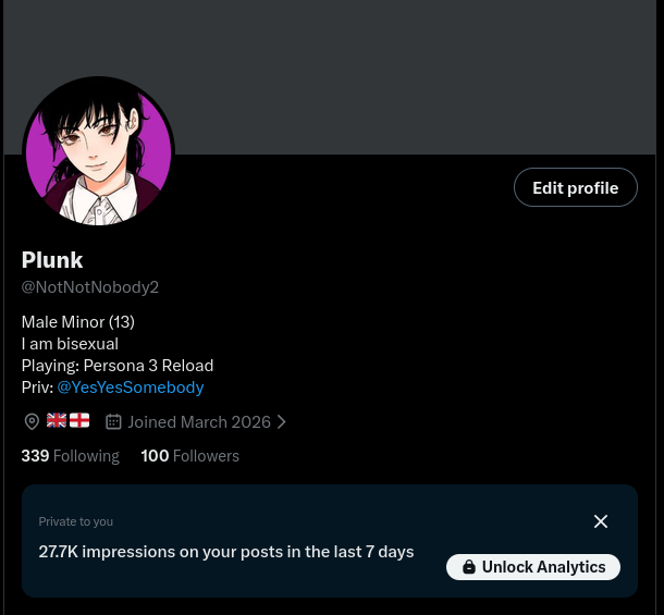 NotNotNobody2's tweet photo. 100 followers 🥹 https://t.co/CPdDrDx1sa