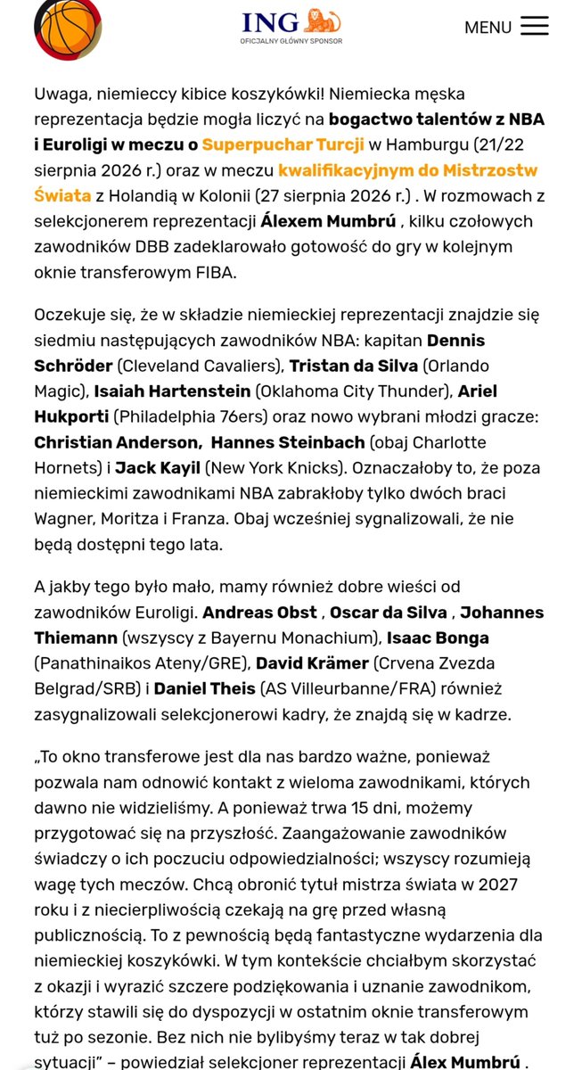 zaspany_34's tweet photo. 30 sierpnia gramy bardzo ważny mecz w Ergo Arenie z Niemcami gdzie walczymy o MŚ #FIBAWC w Katarze. Niemcy będą najmocniejszym składem. Arcy ciekawy zapowiada się basketball 🇵🇱 A wcześniej bo 27.08 gramy wyjazd z Izraelem. #koszkadra #plkpl https://t.co/qWOJZwMwC3