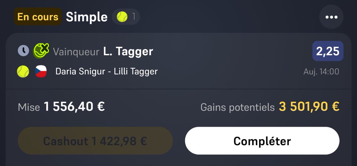 Zz_Pronostics's tweet photo. Avant de faire le tirage je vous balance ma grosse confiance du jour sur la victoire de Lilli Tagger 🇦🇹 cote @2,25 . Allez ma grande prend moi ton premier titre aujourd'hui 🙌 https://t.co/rlHmtDEHug