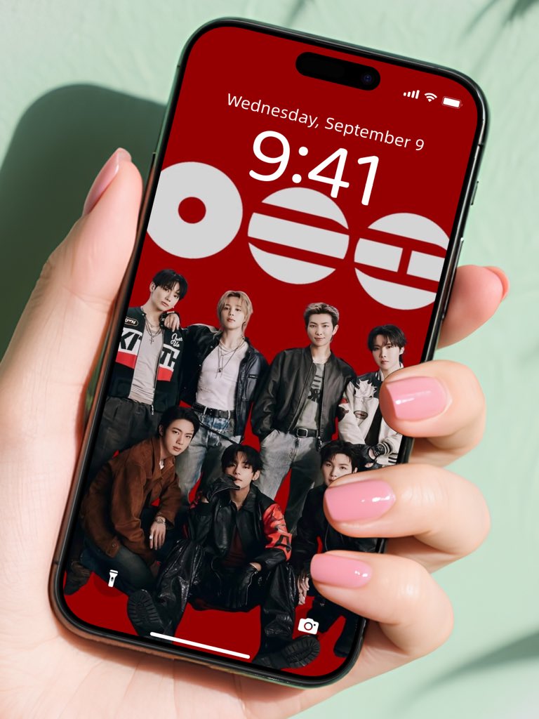 phonewallpapers's tweet photo. The red background on this BTS OT7 setup goes so hard ❤️🔥 Rate it from 1-10! #BTS #ARMY #BTSOT7 #Lockscreen https://t.co/DFFSihP6Dt