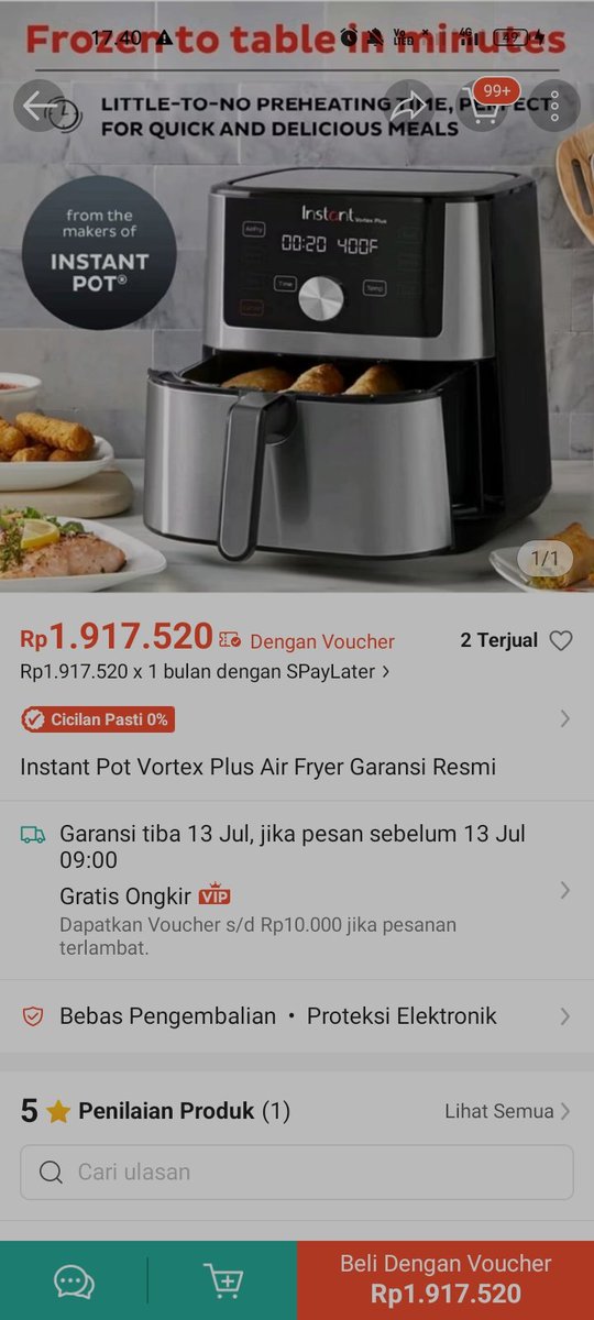 getittall's tweet photo. Wts air fryer instan pot dari vortex plus. Masih new, lagi Bu kebetulan ga kepake. Ukurannya gede ya https://t.co/dT5JMeLt4d