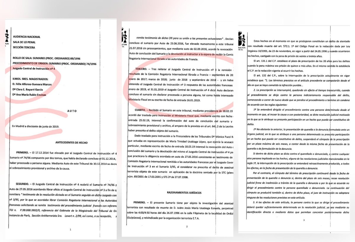 ConsuorF's tweet photo. 4. A pesar del calvario judicial de esta familia, que tuviera la desgracia de tropezarse con este sinvergüenza, cuando la familia reaperturó su causa obligando a ellos al instructor y practicar una diligencia de investigación crucial, y que debía enviar la justicia francesa y que nunca lo hizo. A pesar, de todo ello en junio de 2019, los magistrados: Alfonso Guevara, Clara Bayarri y Ana María Rubio decretaron la prescripción y enterraron también de paso para siempre su causa judicial.
#AgujerosdelSistema 
#Estapasando 
@PoderJudicialEs