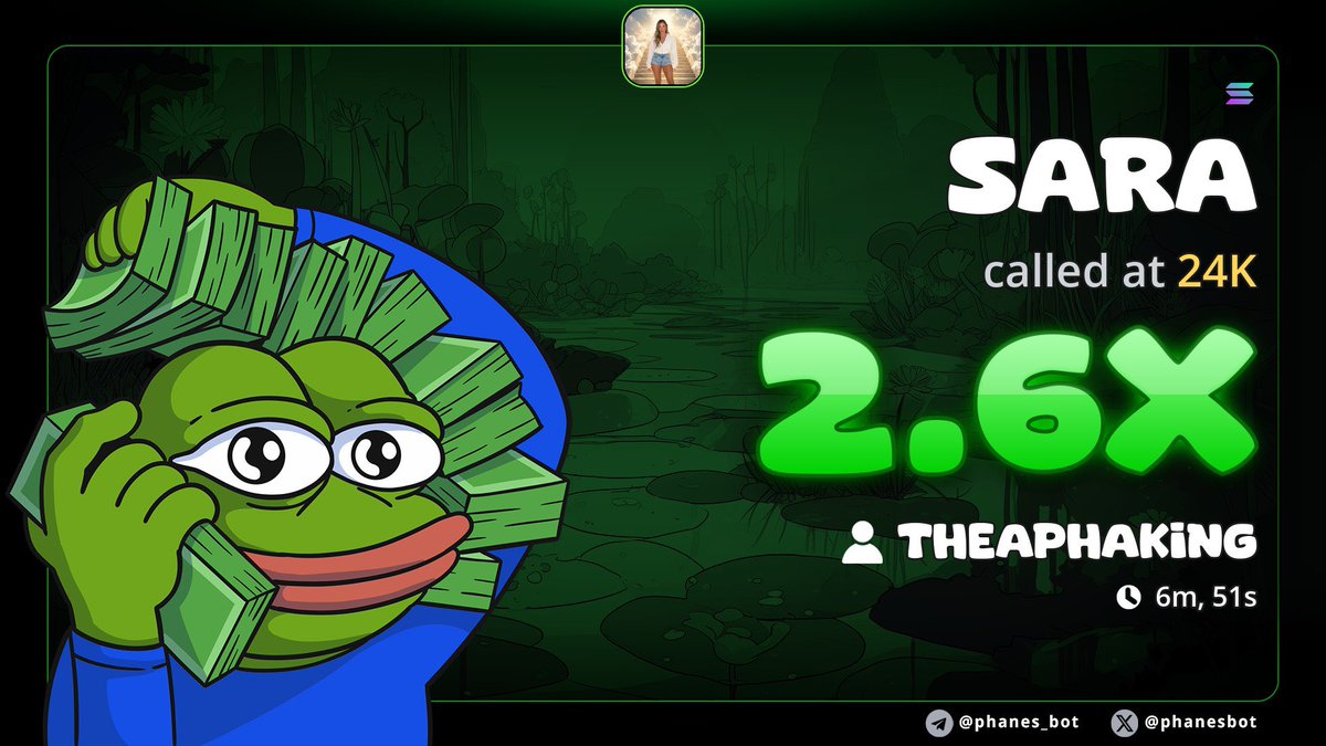 theaphaking's tweet photo. 2x profit from my call on $sara

8whf8tQvSFJzhS1nV4FZWWbVS6SeDfx2ufKybXABpump https://t.co/hESHxRugRk