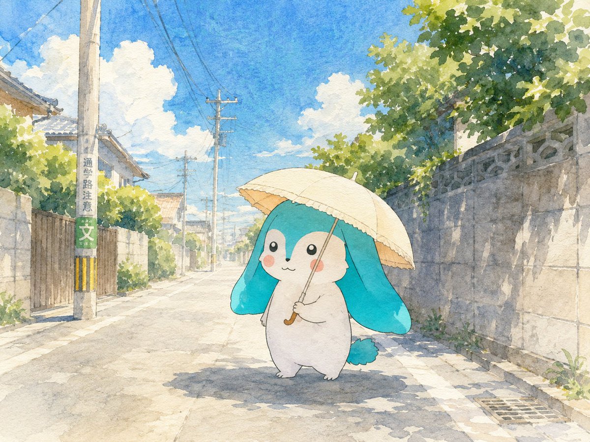 shichipacchi's tweet photo. 日陰を見つけてちょっと安心するけんまくん https://t.co/rHyPPT4A17