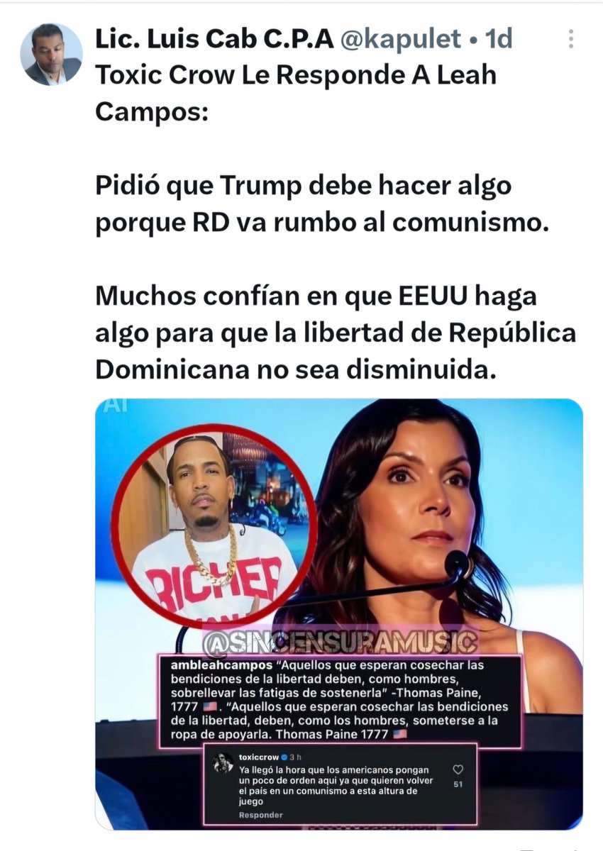 johhnyarrendel's tweet photo. Una caterva de castrados mentales y sujetos de testículos atrofiados se dedican a la tarea más miserable: lamer botas a EE.UU. y rogar que intervenga en República Dominicana para “salvarnos” de dictaduras de derecha o de izquierda.
Los dominicanos, a diferencia de los cubanos, venezolanos y otros pueblos que sí se someten, no toleramos dictaduras. Ni siquiera tres períodos seguidos del mismo presidente. El último dictador fue Trujillo, eliminado a tiros en 1961 y todo su reinado enfrentó rebelión constante de civiles y militares de todos los estratos. Aquí la sangre se derramó para conquistar la libertad, no para regalarla después a extranjeros.
No necesitamos intervención yanqui para “garantizar” nuestra democracia. No queremos un Daniel Ortega ni un Bukele. Estados Unidos no defiende libertades: defiende sus intereses. Por eso negoció tranquilamente con Delcy y Jorge Rodríguez, los cerebros de la tiranía venezolana, mientras aquí algunos idiotas útiles les ruegan que vengan a “salvarnos”.
Lambanle a Trump …pero háganlo por ustedes por su complejo de inferioridad, no en nombre de RD, que no es colonia de nadie. Quien no tenga huevos para defender las libertades públicas, que se calle la boca y deje de mendigar amos extranjeros.