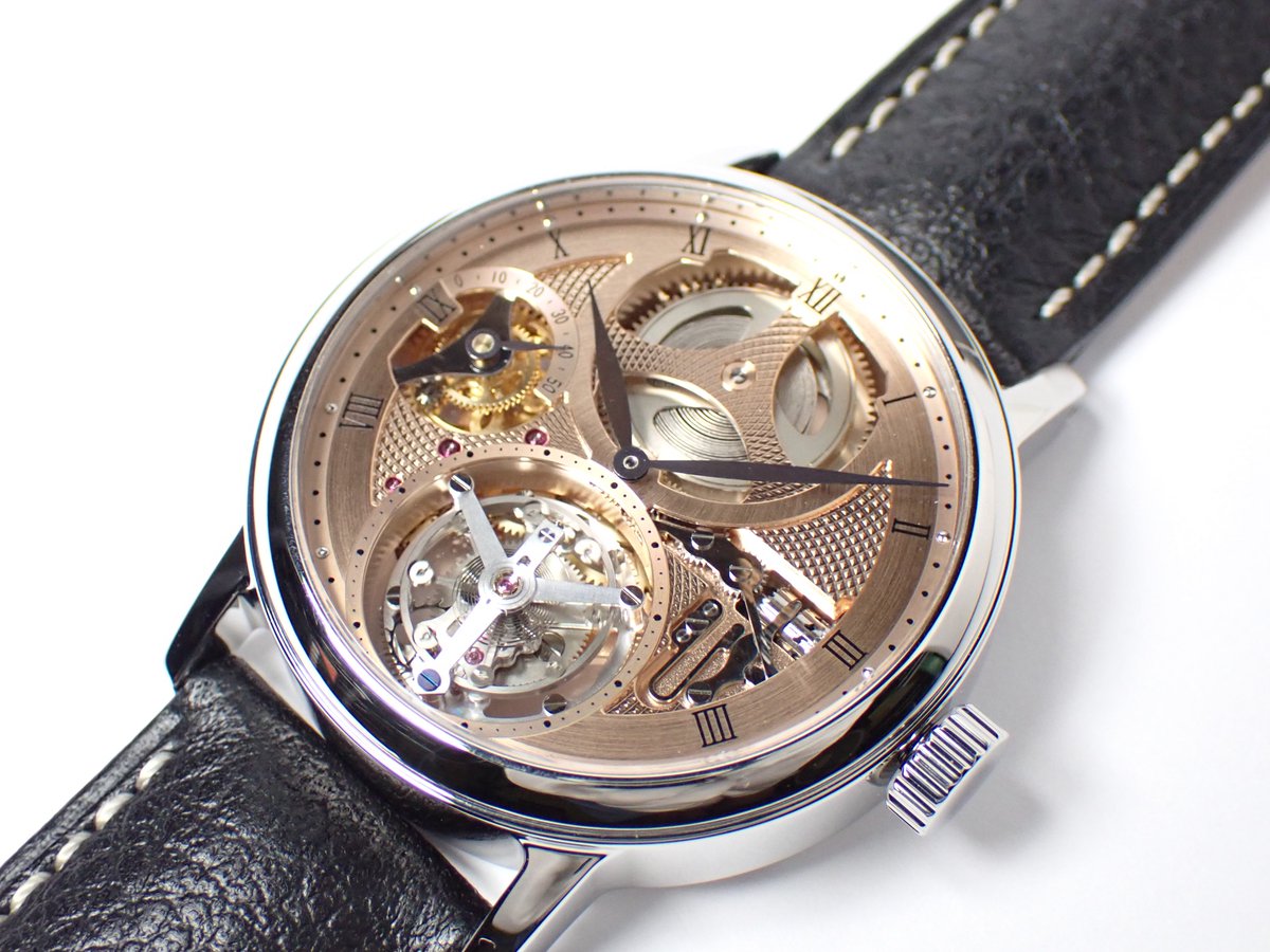 shita_ju's tweet photo. 修���が終わりました。
8月に販売開始予定です。
ケース径：φ38.5mm
ケース厚：10.5mm
6振動のトゥールビヨンです。
価格は150〜200万円の予定です。 https://t.co/BliHhiPWdr