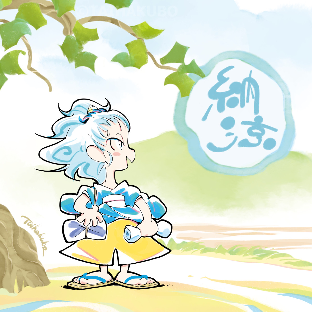 taihakubo's tweet photo. 納涼 その3⃣
ながれる雲の涼しさよ🍃

 #夏の創作クラスタフォロー祭り 
 #絵描きさんと繋がりたい https://t.co/OITSgz7wKQ