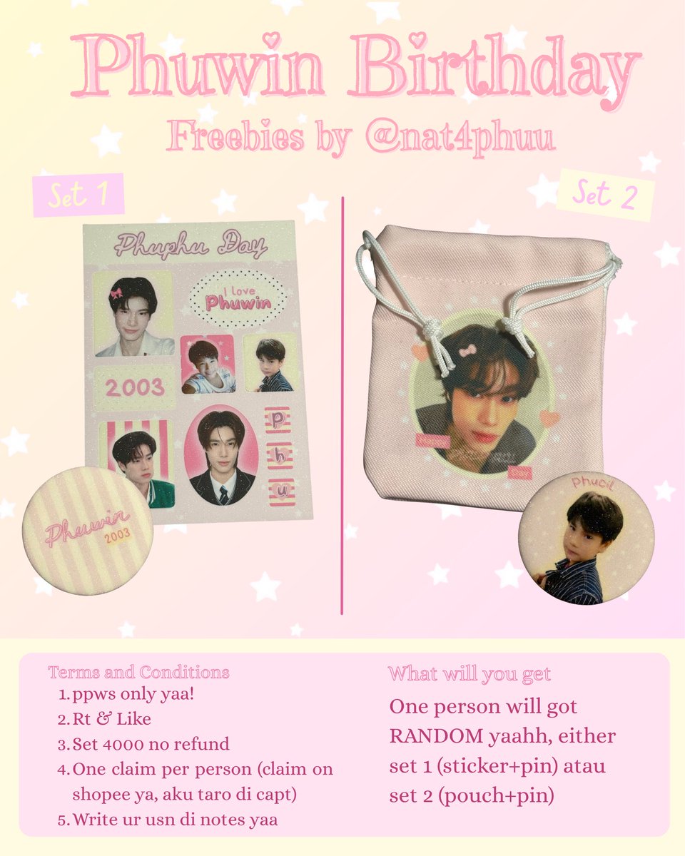nat4phuu's tweet photo. 𐙚 𝑷𝒉𝒖𝒘𝒊𝒏 𝑩𝒊𝒓𝒕𝒉𝒅𝒂𝒚 𝑭𝒓𝒆𝒆𝒃𝒊𝒆𝒔
𝒃𝒚 @nat4phuu 

✿ read tnc on poster
✿ set 4.000 (no refund)
✿ claim by 🍊 on 28 july at 19.00
link: https://t.co/XkJTijD3La

limited stock yahh, good luck!! https://t.co/QyLpEgMs3t