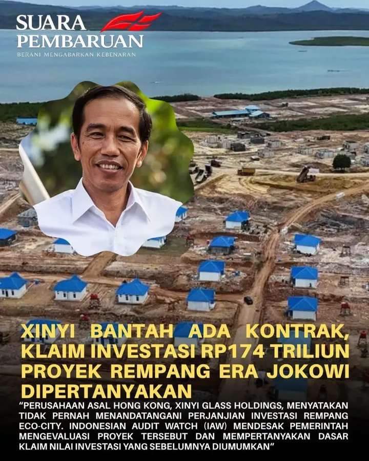 lenterahidup99's tweet photo. XINYI BANTAH ADA KONTRAK KERJA, KLAIM INVESTASI 174 T PROYEK REMPANG PATUT DI PERTANYAKAN DAN AUDIT TOTAL https://t.co/HP7NTLc5tK