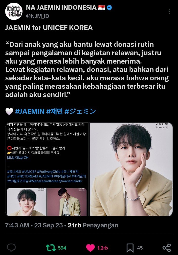 jaemin1a's tweet photo. like idol like fans tuh maksudnya yang kyk gni ya kak? jaemin donasi atas nama fans dan fans donasi atas nama jaemin. inilah bukti nyata like idol like fans yang aku tau🥺 https://t.co/vUca7NMoCb