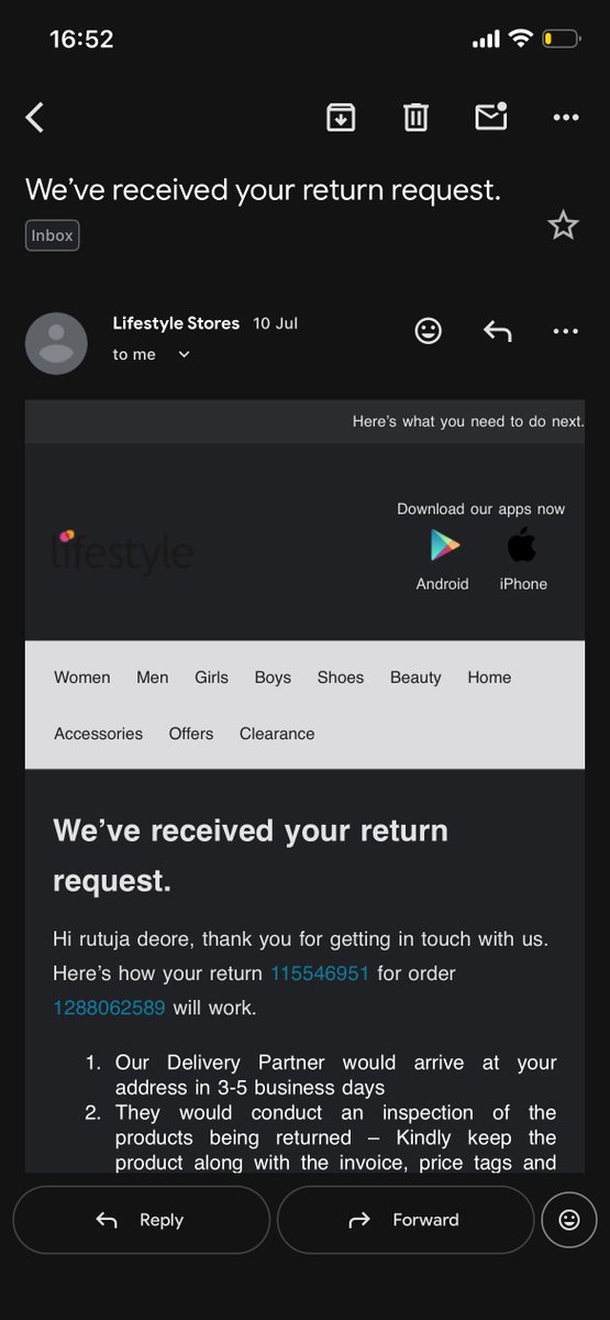 Coder_27694's tweet photo. I am extremely disappointed with @LifeStyle_Store’s customer service.

I raised return requests for 3 products on 9th &amp; 10th July, and today is 26th July—yet no pickup partner has been assigned.

@Lifestyle_Store is a waste of time. https://t.co/MUyRP6NJEs