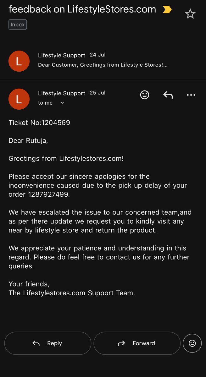 Coder_27694's tweet photo. I am extremely disappointed with @LifeStyle_Store’s customer service.

I raised return requests for 3 products on 9th &amp; 10th July, and today is 26th July—yet no pickup partner has been assigned.

@Lifestyle_Store is a waste of time. https://t.co/MUyRP6NJEs