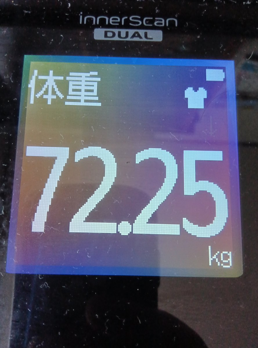 debugotoh1's tweet photo. 7/26の計測
体重72.25kg
体脂肪率17.3%
筋肉量56.65kg
基礎代謝1640kcal/日 https://t.co/eiCXdJ4Z1G