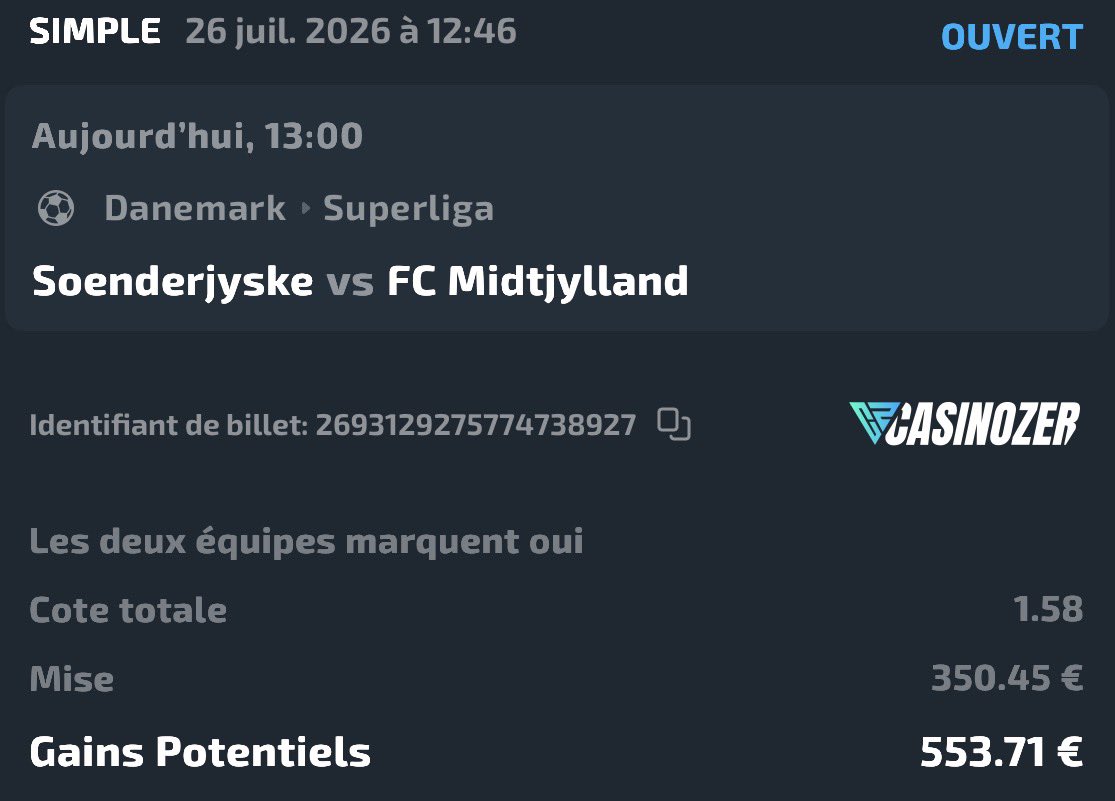kiky4t's tweet photo. 🏆 Palier 3

🎯 BTTS @1.58

350.45€➜ 553.71€ ? https://t.co/11arEuparp