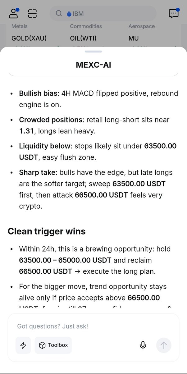 Moo9light1's tweet photo. BTC/USDT 1D AI strategy: 100 USDT, 5x lev, entry 63.5k-65k, TP 66.5k/69.4k/72.2k, SL 59.6k, medium risk

#MEXCAI https://t.co/xkR7O3d9T2