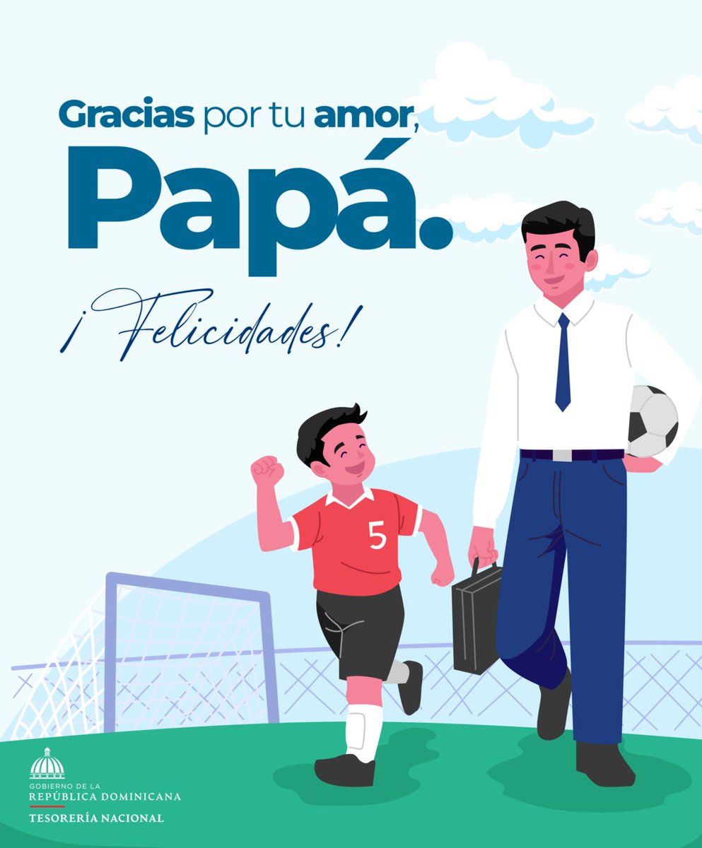 TesoreriaRD's tweet photo. Hoy celebramos a quienes acompañan, enseñan, inspiran y dejan huellas imborrables con su ejemplo. A todos los padres que día tras día entregan amor, esfuerzo y dedicación a sus familias, les expresamos nuestro reconocimiento y gratitud.
¡Feliz Día del Padre!
#TesoreríaNacionalRD https://t.co/sPGm01Na6L