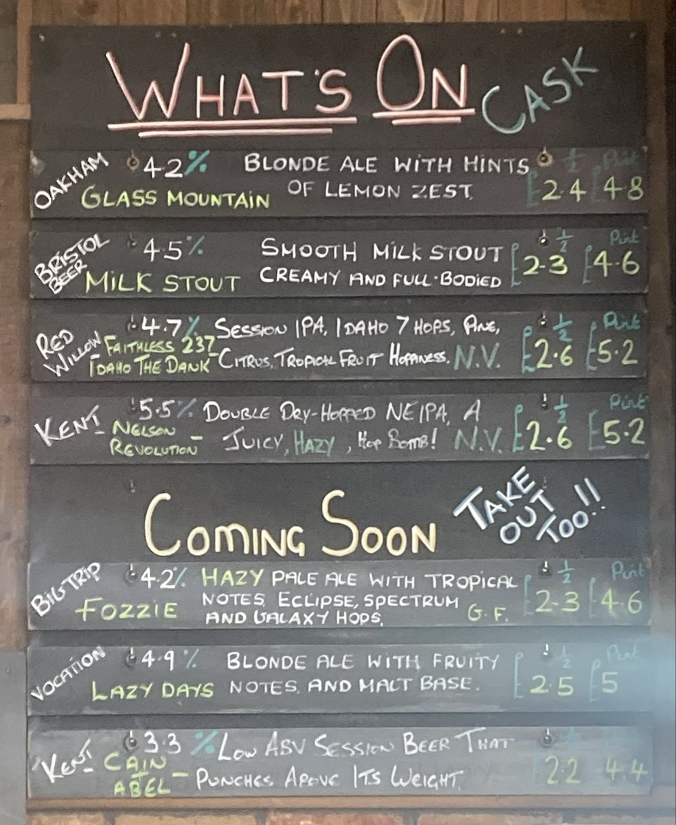 firkinalehouse's tweet photo. Sunday’s Starting Selection
Pub Open 1-7
Takeaways Always Available
#thefirkin #folkestone #supportlocal #caskale #craftbeer #craftnotcrap #takeaway #cheese https://t.co/20xKvtgrwg