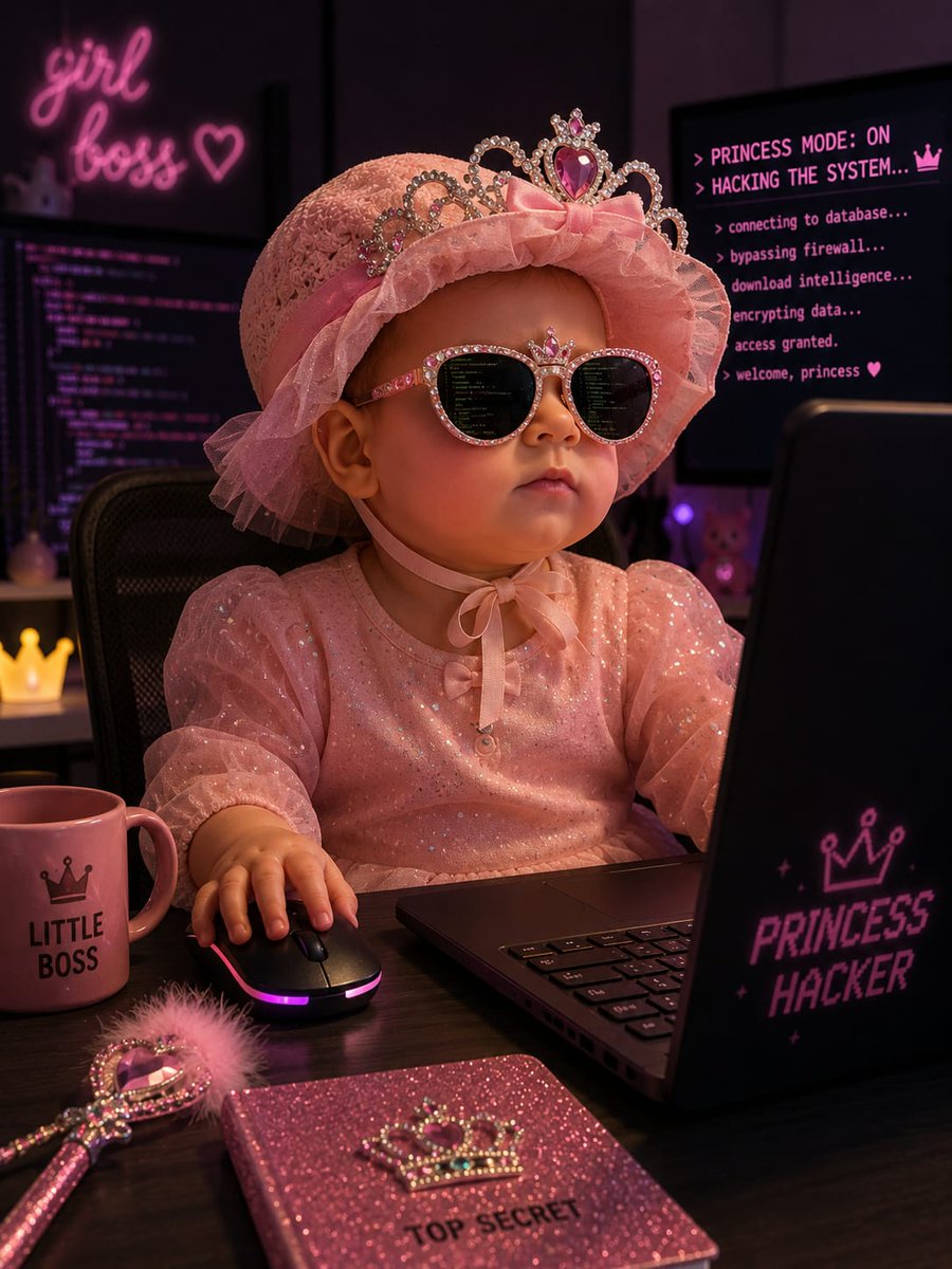 princessphack's tweet photo. @thisisseunn > PRINCESS MODE: ON
> HACKING THE SYSTEM...
> access granted 👑

7 months old. won't take the sunglasses off.
she's in.

$PHACK live now 🩷

https://t.co/JcuyjZEgXx https://t.co/o2W4GIP8BF