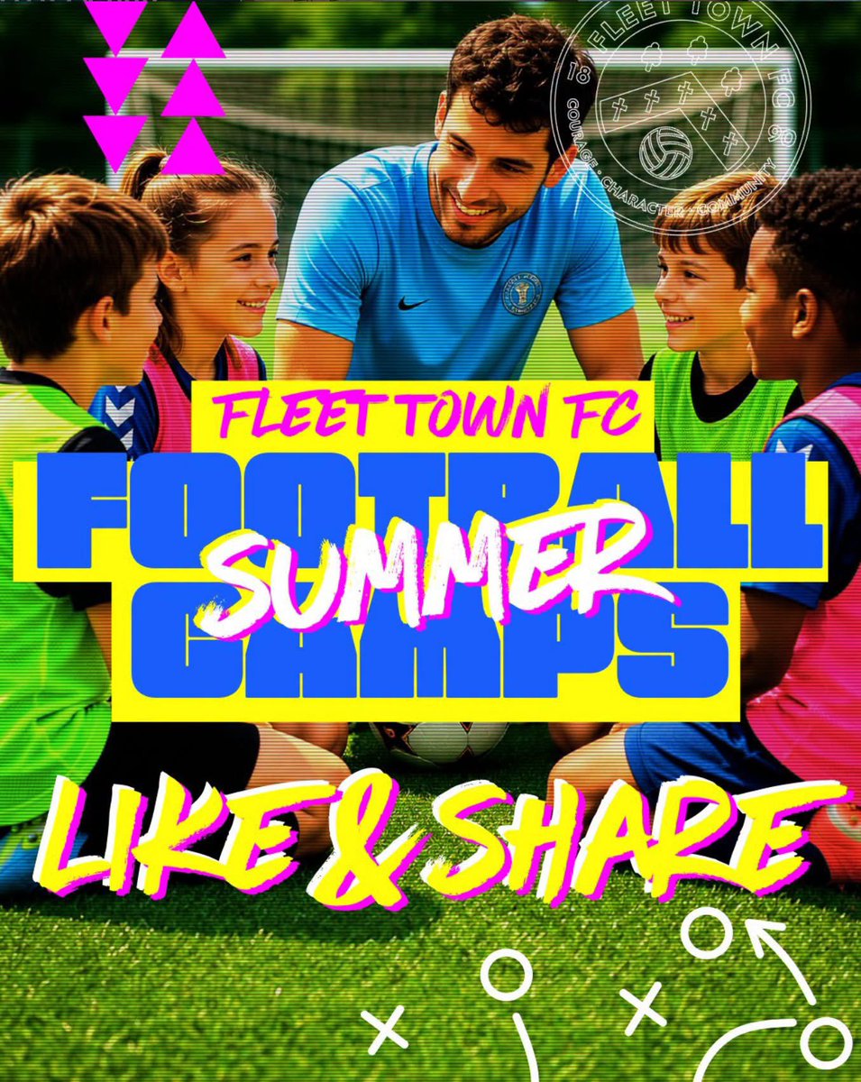 FCFleetTown's tweet photo. ⚽ Bookings for the Fleet Town FC Summer Football Camps are still OPEN! 

👨‍👩‍👧‍👦 Sibling discounts applied automatically

⚽ Optional Mitre training balls available to buy and keep, with the chance to get them signed by our first team players!

📅 Ages 6-12
📍 Fleet Town FC
⚽ FA-qualified coaches
🌟 Fun, inclusive and screen-free

Places are limited so get booked on as soon as possible.

🔗 - https://t.co/eE8eEs4T1o