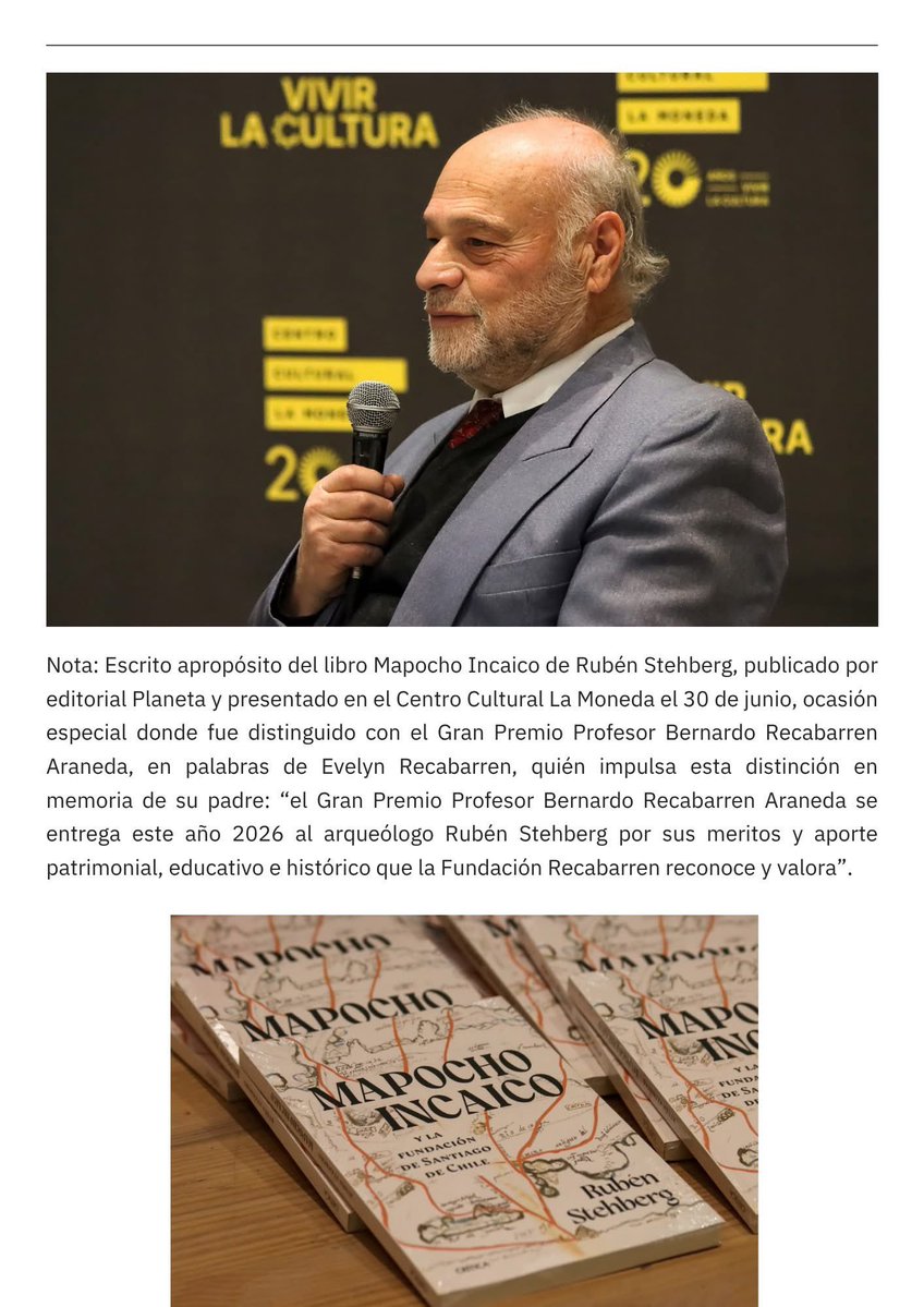 LeoLobosLagos's tweet photo. En la Revista Entre Paréntesis presenta mi artículo sobre el libro del arqueólogo chileno Rubén Stehberg MAPOCHO INCAICO publicado por Editorial Planeta en 2026

número  139 del mes de julio 2026.

Entre Paréntesis 
Revista cultural 
Disfrute y comparta: https://t.co/PaEy0tFZiZ