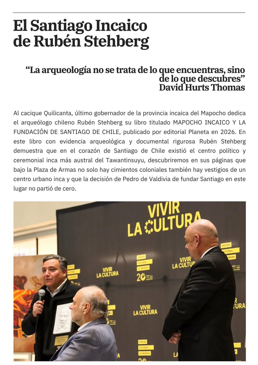 LeoLobosLagos's tweet photo. En la Revista Entre Paréntesis presenta mi artículo sobre el libro del arqueólogo chileno Rubén Stehberg MAPOCHO INCAICO publicado por Editorial Planeta en 2026

número  139 del mes de julio 2026.

Entre Paréntesis 
Revista cultural 
Disfrute y comparta: https://t.co/PaEy0tFZiZ