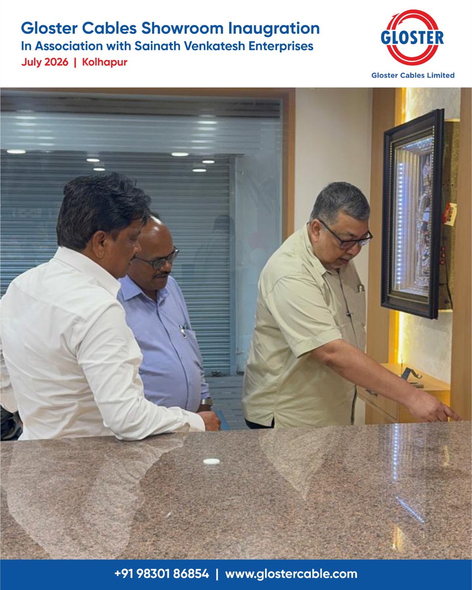 Vinay26426532's tweet photo. Every new beginning strengthens our commitment to excellence.
The inauguration of our new showroom in Kolhapur, in association with Sainath Venkatesh Enterprises
#Kolhapur #IndustrialCables, #QualityCables #TrustedCableBrand
#GlosterCables #cablesandwires https://t.co/VJVSo1BN7o