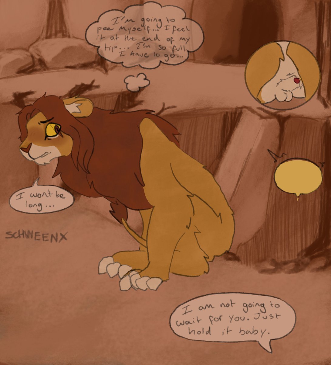 Boypeeings's tweet photo. Lion king omorashi comic panels I did for a client! #lionking #omorashi #pee #watersports #furryartㅤㅤㅤ https://t.co/GJlIT4XLVu