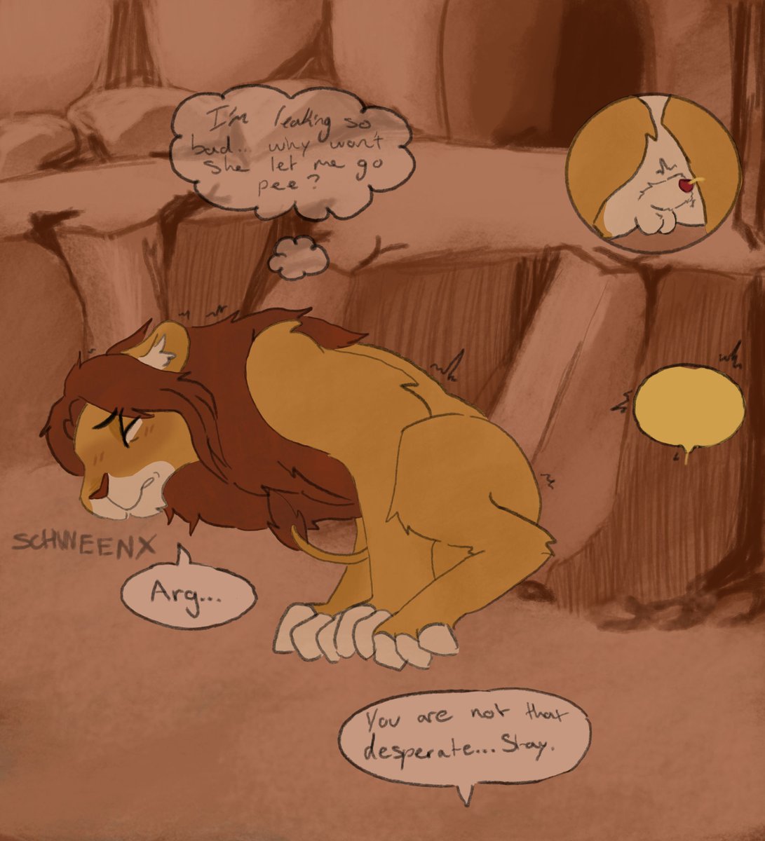 Boypeeings's tweet photo. Lion king omorashi comic panels I did for a client! #lionking #omorashi #pee #watersports #furryartㅤㅤㅤ https://t.co/GJlIT4XLVu