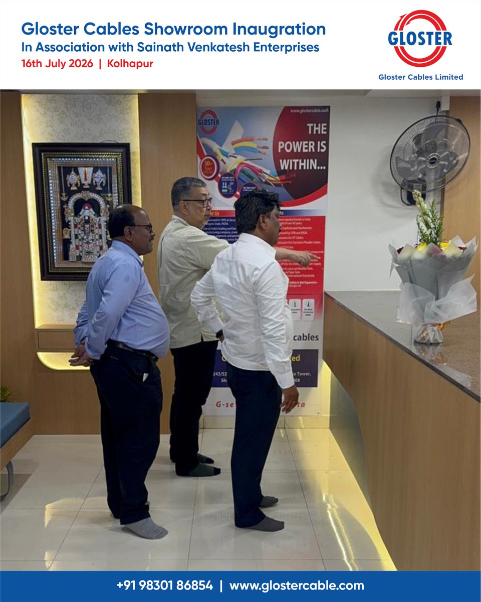 glostercables's tweet photo. Every new beginning strengthens our commitment to excellence.

The inauguration of our new showroom in Kolhapur, in association with Sainath Venkatesh Enterprises

#Kolhapur  #IndustrialCables,  #QualityCables #TrustedCableBrand
#GlosterCables #cablesandwires https://t.co/Txxo1DGRAd